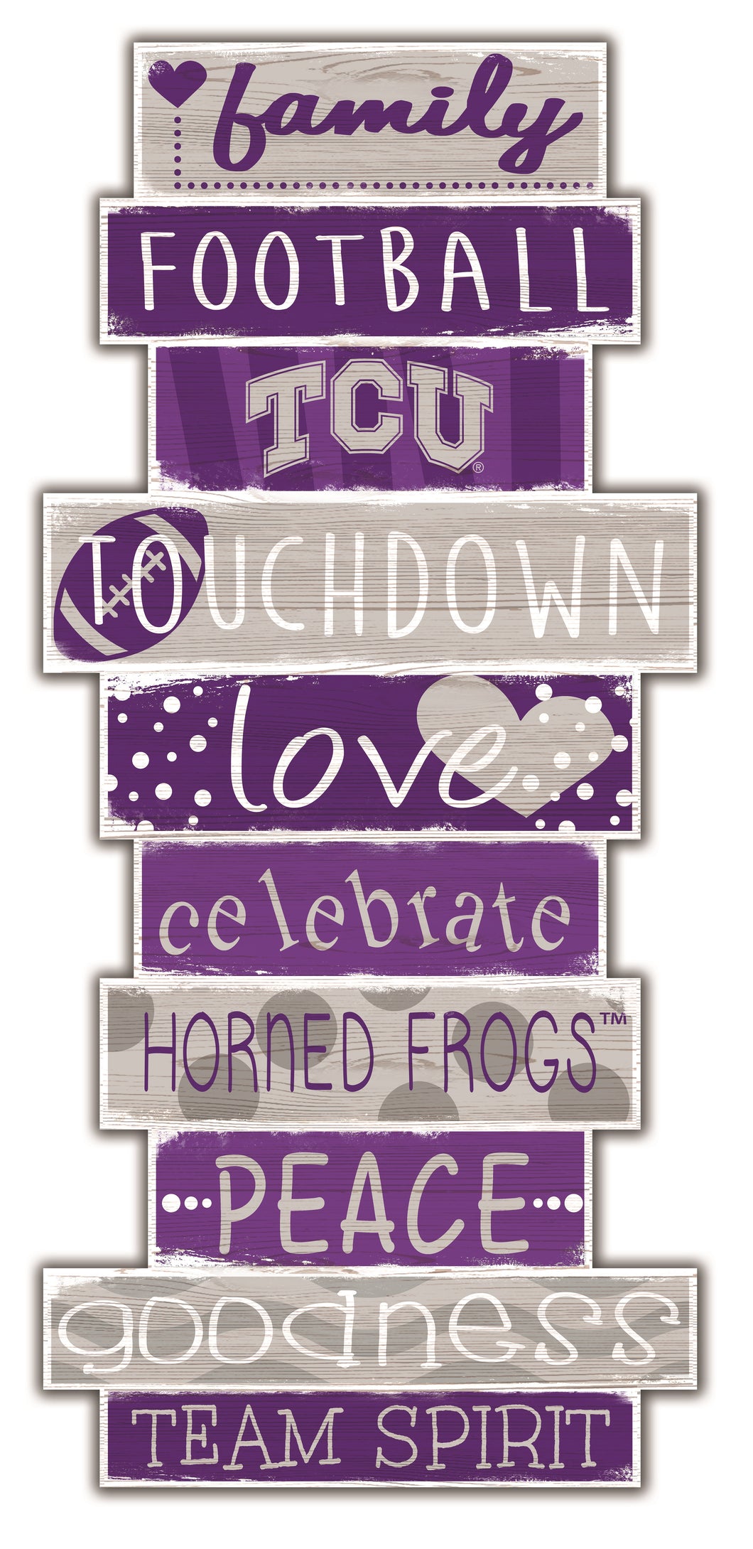 TCU Horned Frogs Celebrations Stack Wood Sign -24