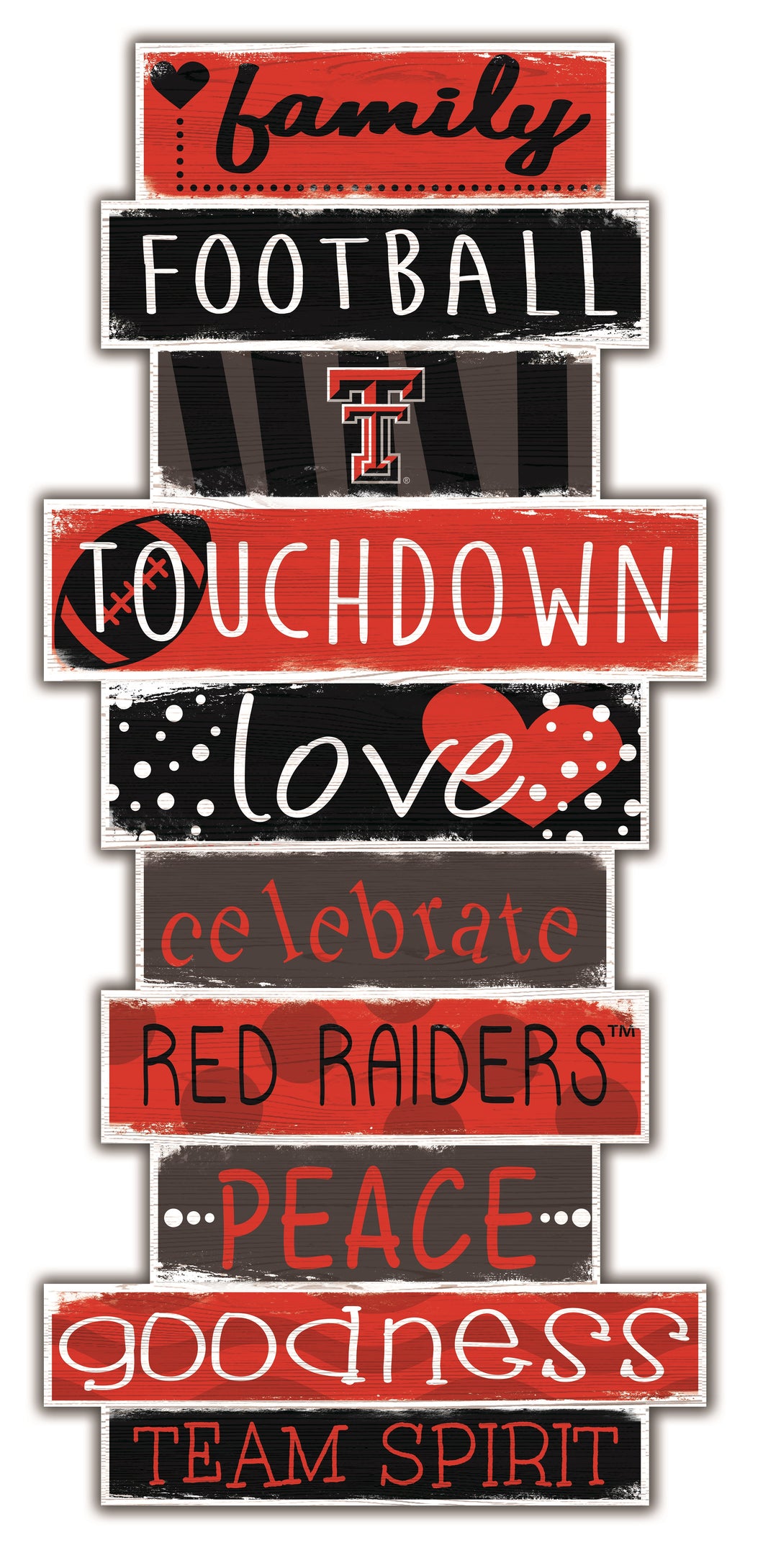 Texas Tech Red Raiders Celebrations Stack Wood Sign -24