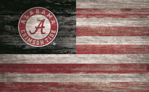 Alabama Crimson Tide Distressed Flag Sign - 11"x19"