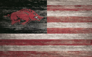 Arkansas Razorbacks Distressed Flag Sign - 11"x19"