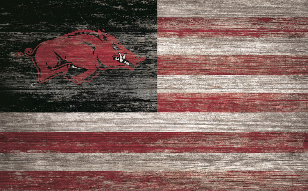 Arkansas Razorbacks Distressed Flag Sign - 11