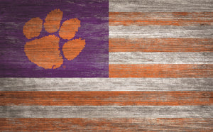 Clemson Tigers Distressed Flag Sign - 11"x19"