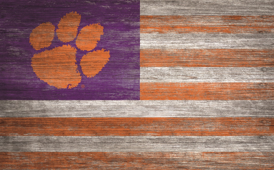 Clemson Tigers Distressed Flag Sign - 11
