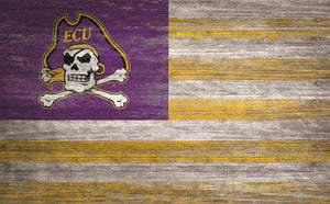 East Carolina Pirates Distressed Flag Sign - 11"x19"