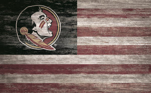 Florida State Seminoles Distressed Flag Sign - 11"x19"