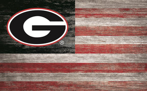 Georgia Bulldogs Distressed Flag Sign - 11"x19"