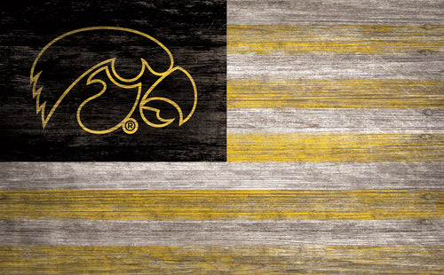 Iowa Hawkeyes Distressed Flag Sign - 11