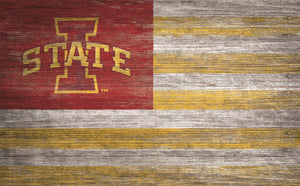 Iowa State Cyclones Distressed Flag Sign - 11"x19"