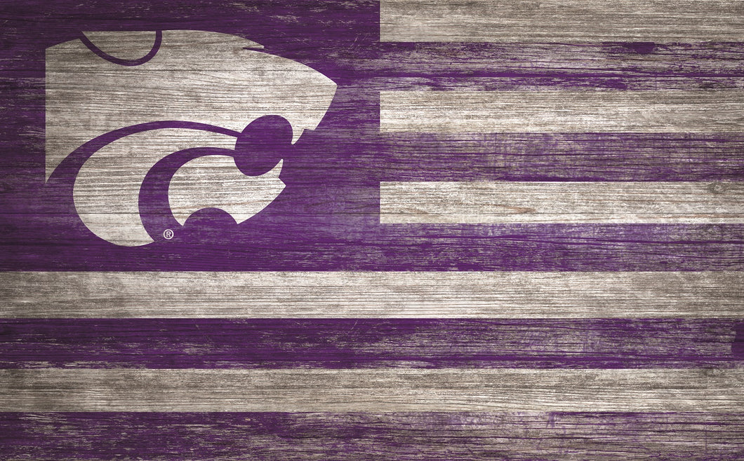 Kansas State Wildcats Distressed Flag Sign - 11