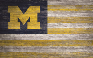 Michigan Wolverines Distressed Flag Sign - 11"x19"