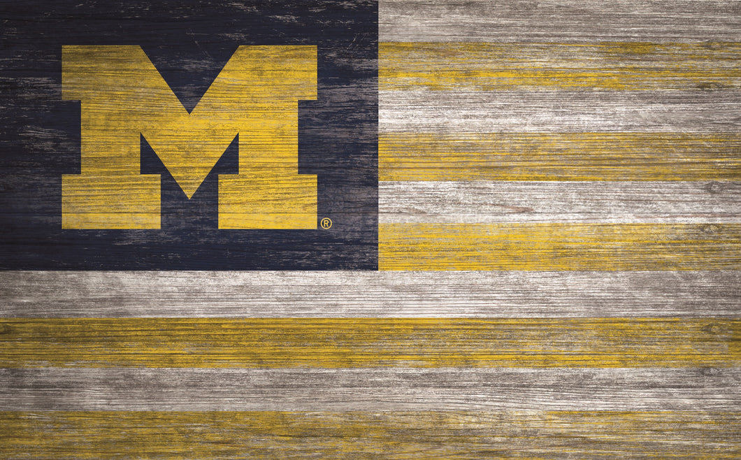 Michigan Wolverines Distressed Flag Sign - 11