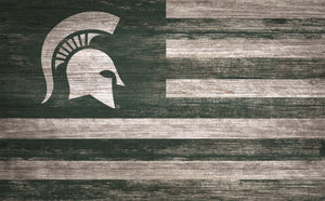 Michigan State Spartans Distressed Flag Sign - 11"x19"