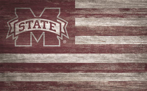 Mississippi State Bulldogs Distressed Flag Sign - 11"x19"