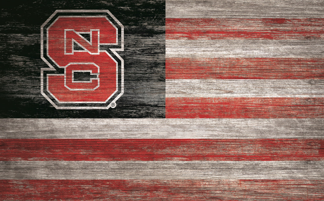 NC State Wolfpack Distressed Flag Sign - 11
