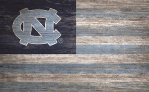 North Carolina Tar Heels Distressed Flag Sign - 11"x19"