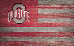 Ohio State Buckeyes Distressed Flag Sign - 11"x19"