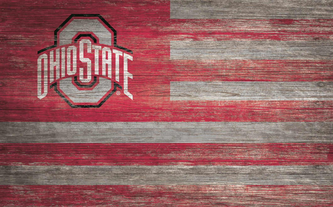 Ohio State Buckeyes Distressed Flag Sign - 11