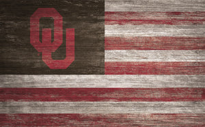 Oklahoma Sooners Distressed Flag Sign - 11"x19"