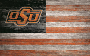 Oklahoma State Cowboys Distressed Flag Sign - 11"x19"