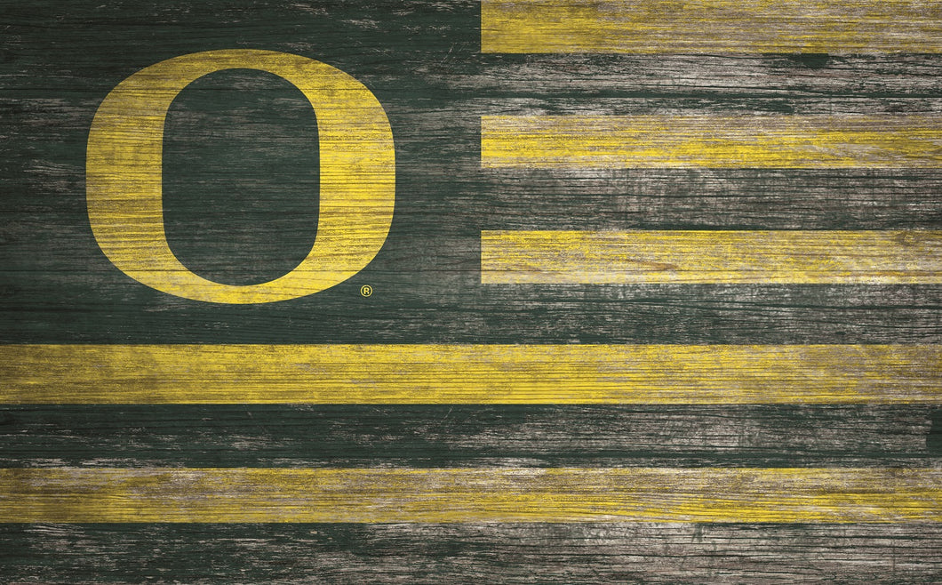 Oregon Ducks Distressed Flag Sign - 11