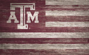 Texas A&M Aggies Distressed Flag Sign - 11"x19"