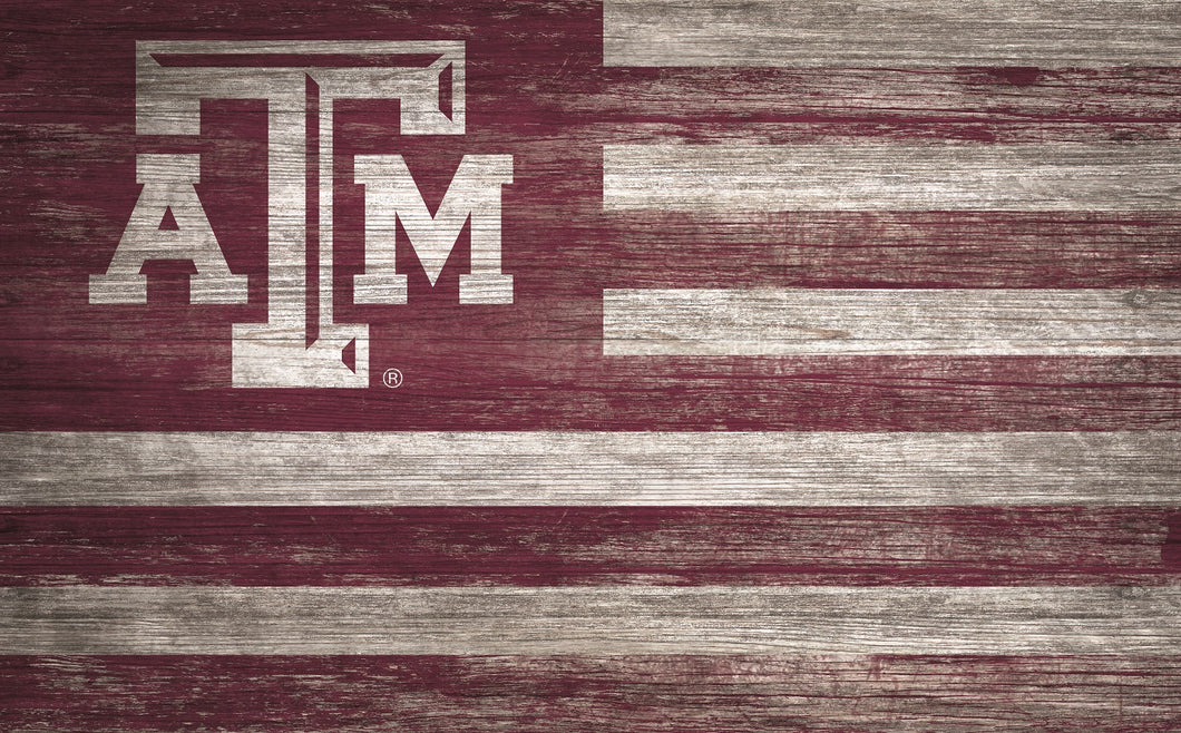 Texas A&M Aggies Distressed Flag Sign - 11