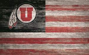 Utah State Utes Distressed Flag Sign - 11"x19"