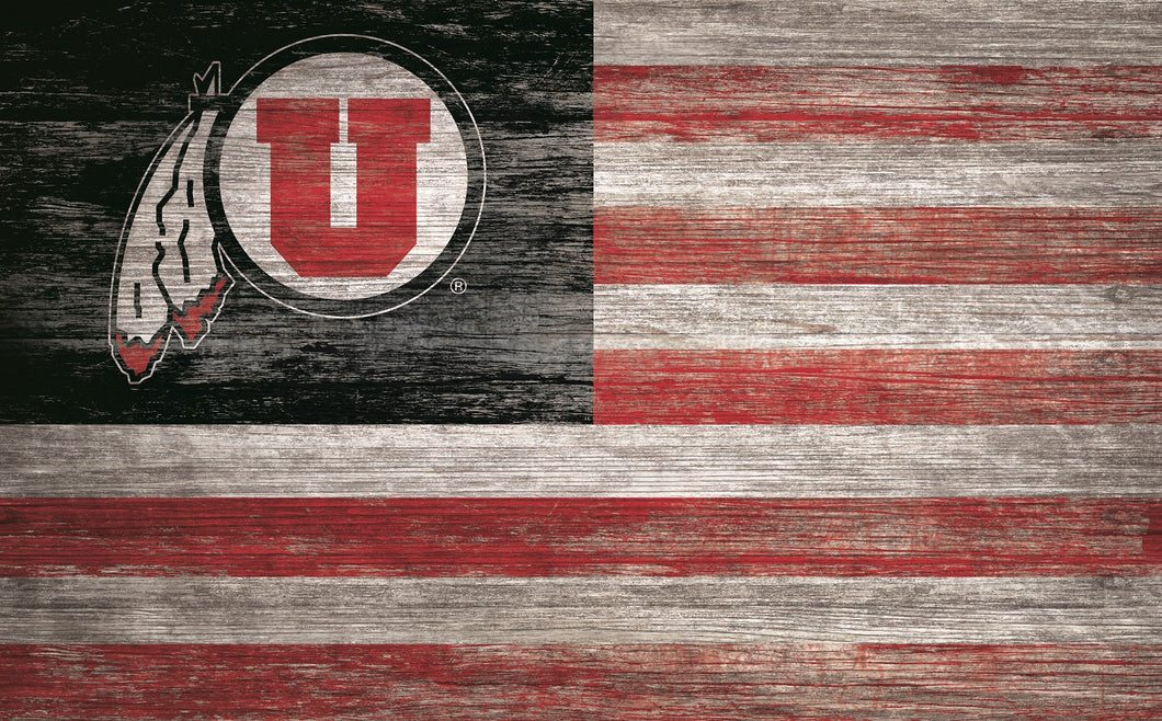 Utah State Utes Distressed Flag Sign - 11