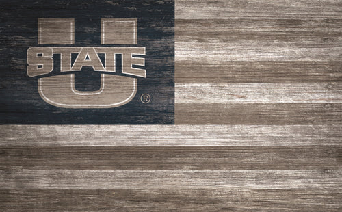 Utah State Aggies Distressed Flag Sign - 11