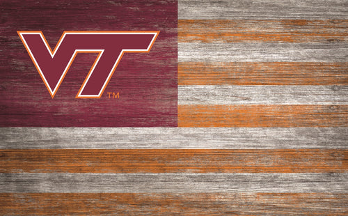 Virginia Tech Hokies Distressed Flag Sign - 11
