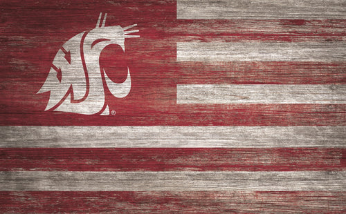Washington State Cougars Distressed Flag Sign - 11