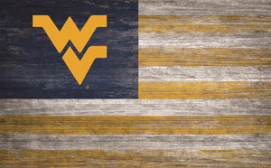 West Virginia Mountaineers Distressed Flag Sign - 11"x19"