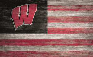 Wisconsin Badgers Distressed Flag Sign - 11"x19"