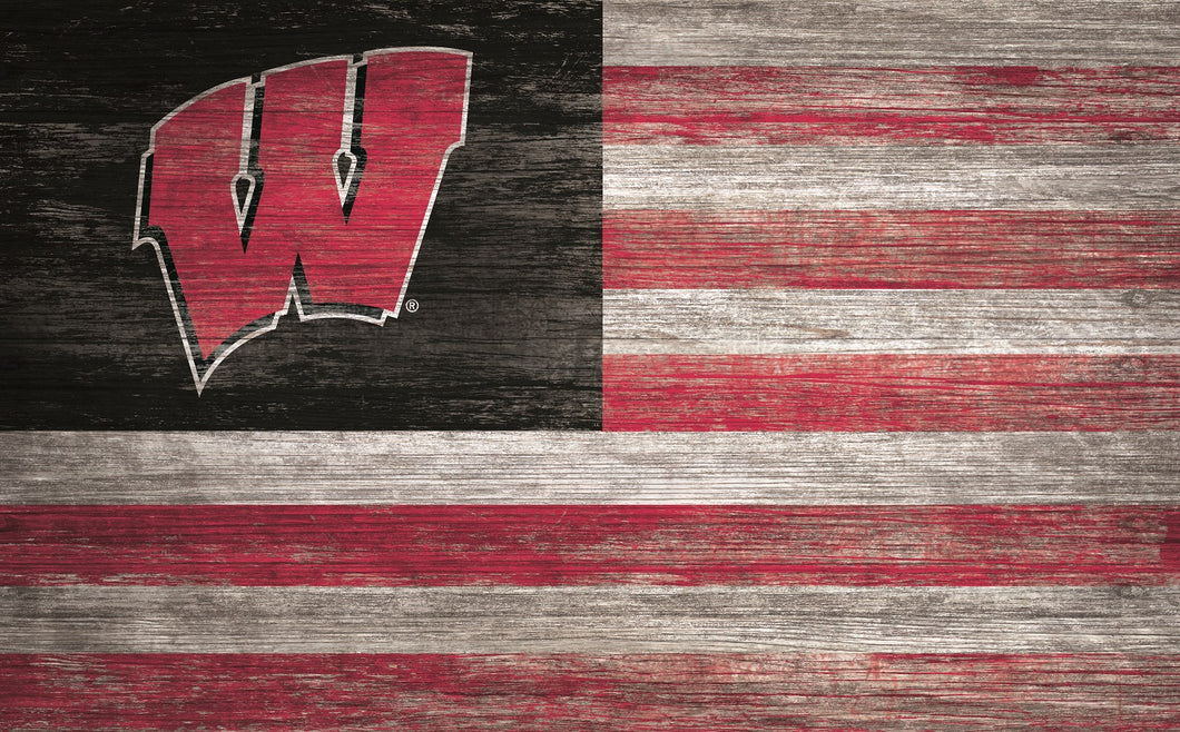 Wisconsin Badgers Distressed Flag Sign - 11