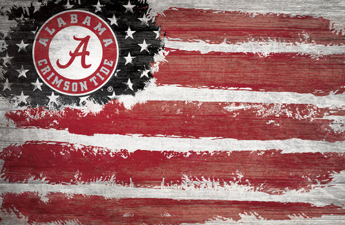 Alabama Crimson Tide Rustic Flag Wood Sign - 17