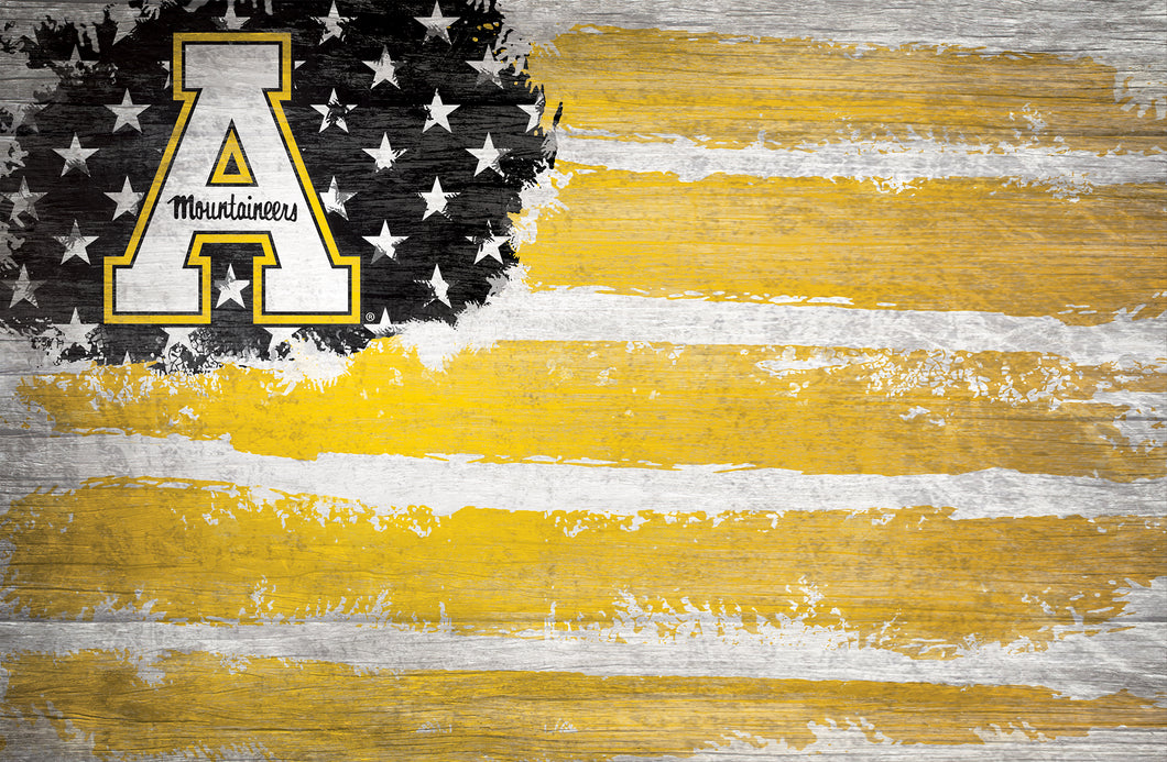 Appalachian State Mountaineers Rustic Flag Wood Sign - 17