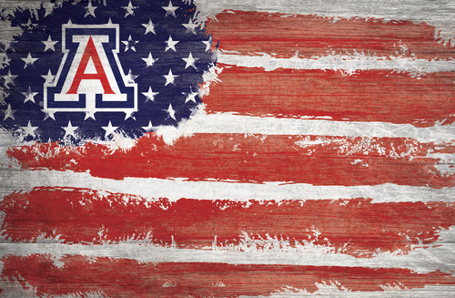 Arizona Wildcats Rustic Flag Wood Sign - 17