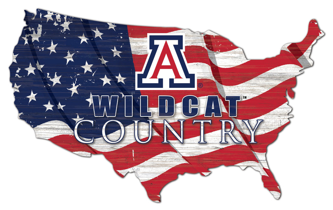 Arizona Wildcats USA Shape Flag Cutout