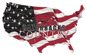 Arkansas Razorbacks USA Shape Flag Cutout