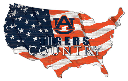 Auburn Tigers USA Shape Flag Cutout
