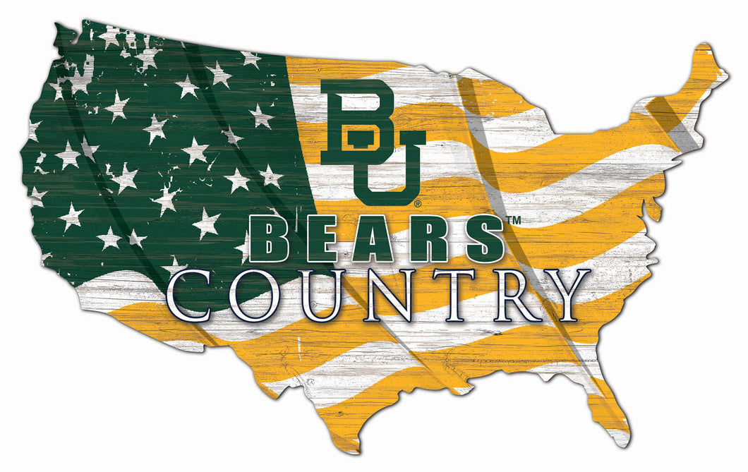 Baylor Bears USA Shape Flag Cutout