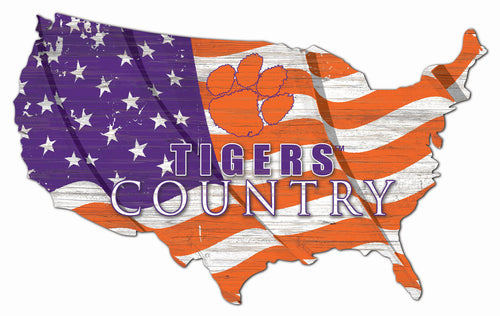 Clemson Tigers USA Shape Flag Cutout