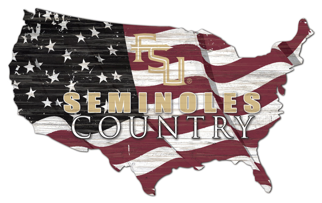 Florida State Seminoles USA Shape Flag Cutout