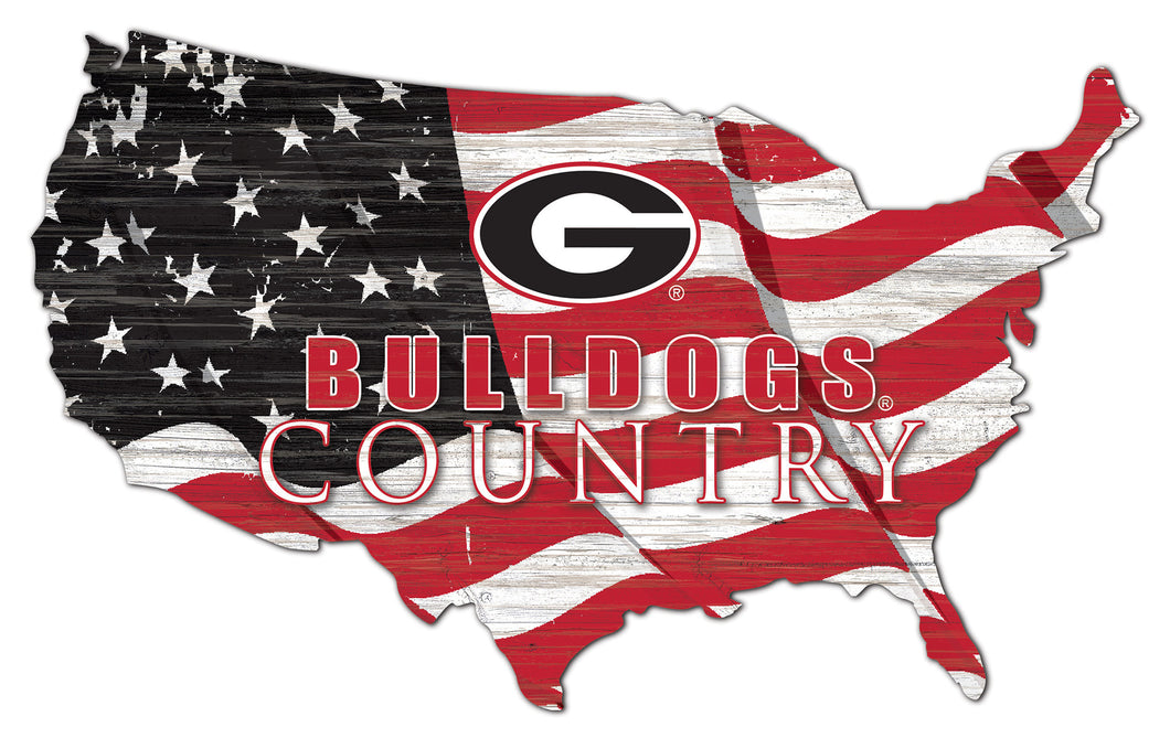 Georgia Bulldogs USA Shape Flag Cutout