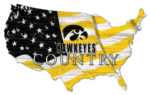Iowa Hawkeyes USA Shape Flag Cutout