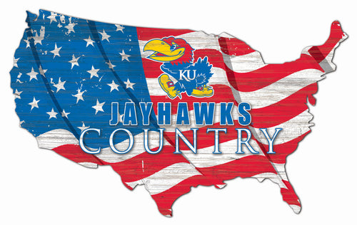 Kansas Jayhawks USA Shape Flag Cutout