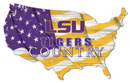 LSU Tigers USA Shape Flag Cutout
