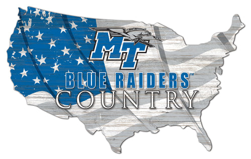 MTSU Blue Raiders USA Shape Flag Cutout