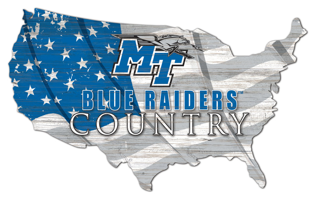 MTSU Blue Raiders USA Shape Flag Cutout