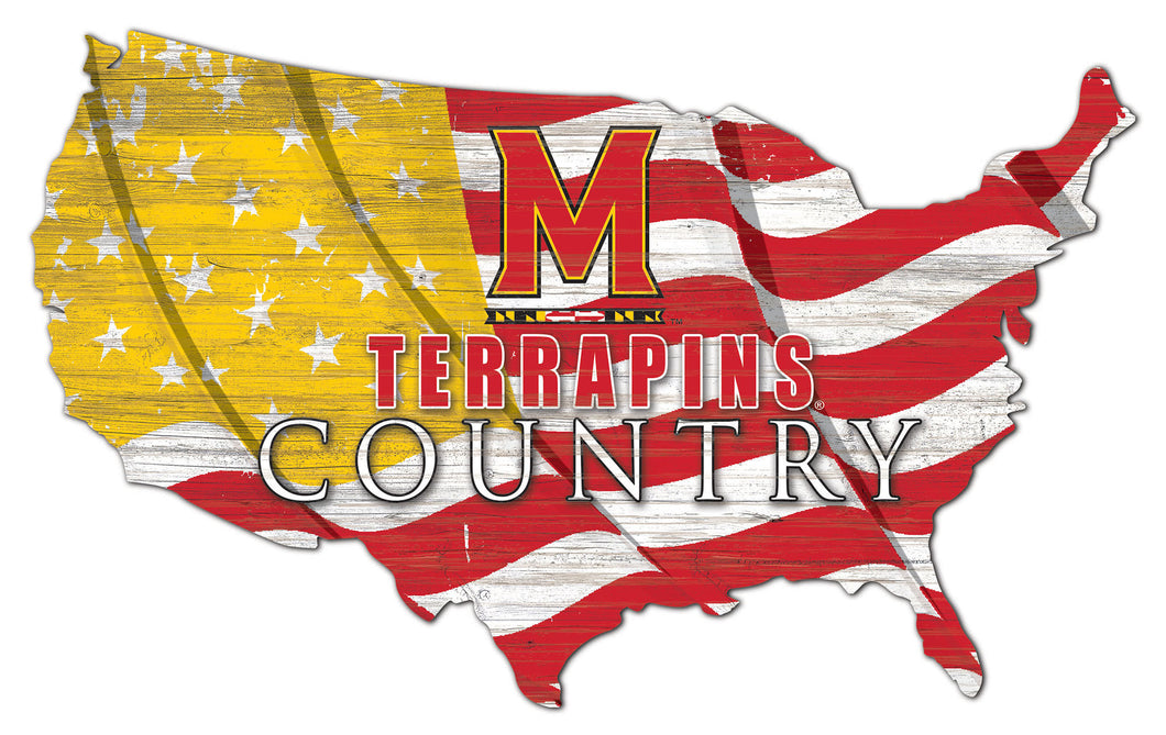 Maryland Terrapins USA Shape Flag Cutout
